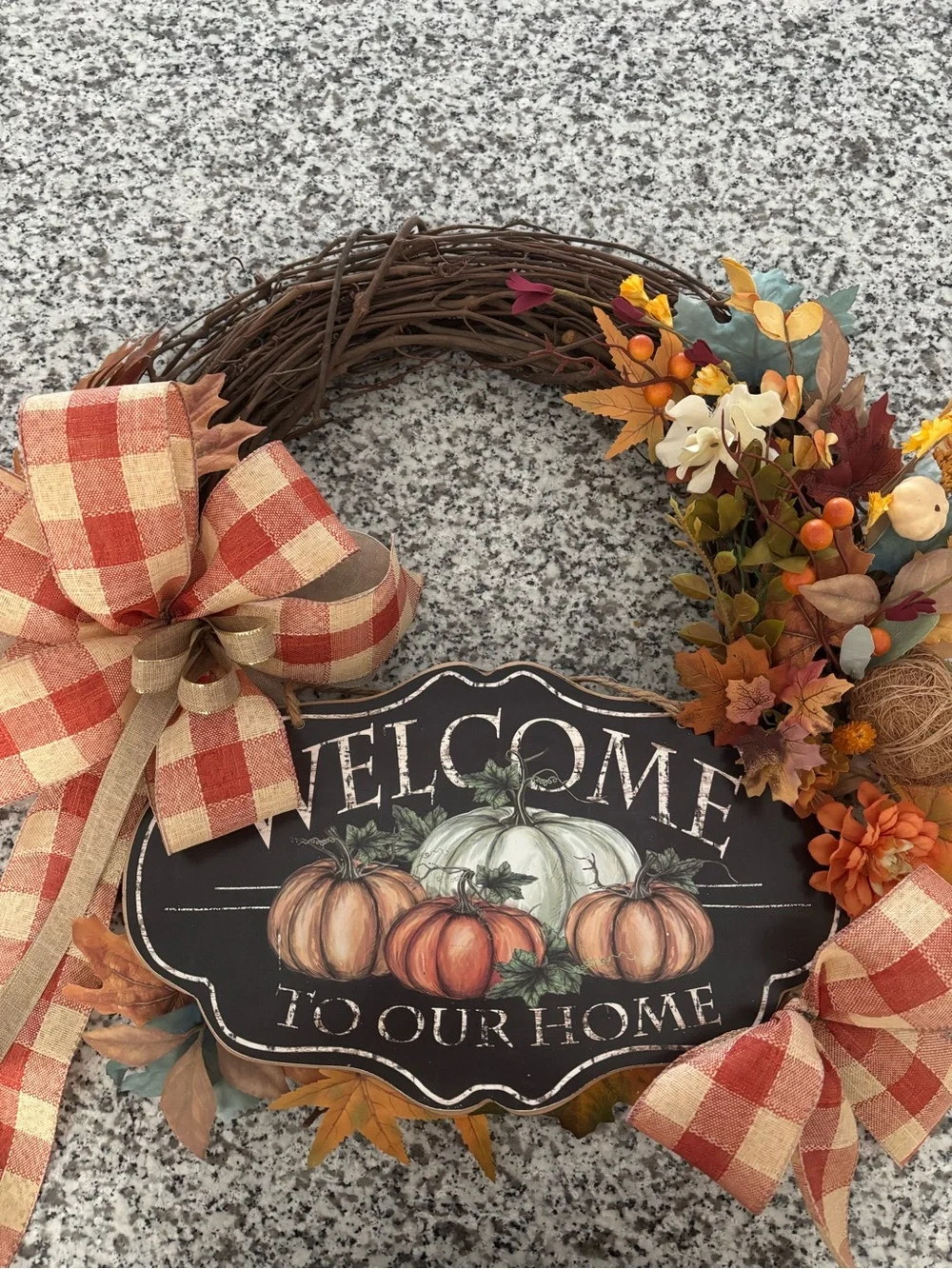 Autumn Country RusticFarmhouse Welcome Wreath Handmade w/Sign Custom Final Sale